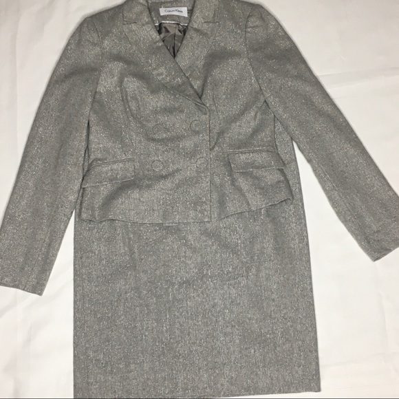 Calvin Klein Dresses & Skirts - Calvin Klein Gray Blazer & Skirt Suit Set Sz 4